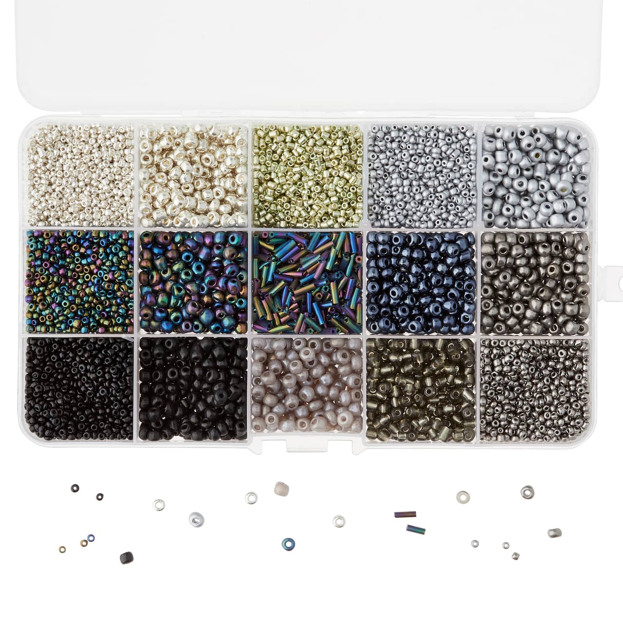 6 Pack: Black & Silver Mix Glass Seed Beads by Bead Landing™